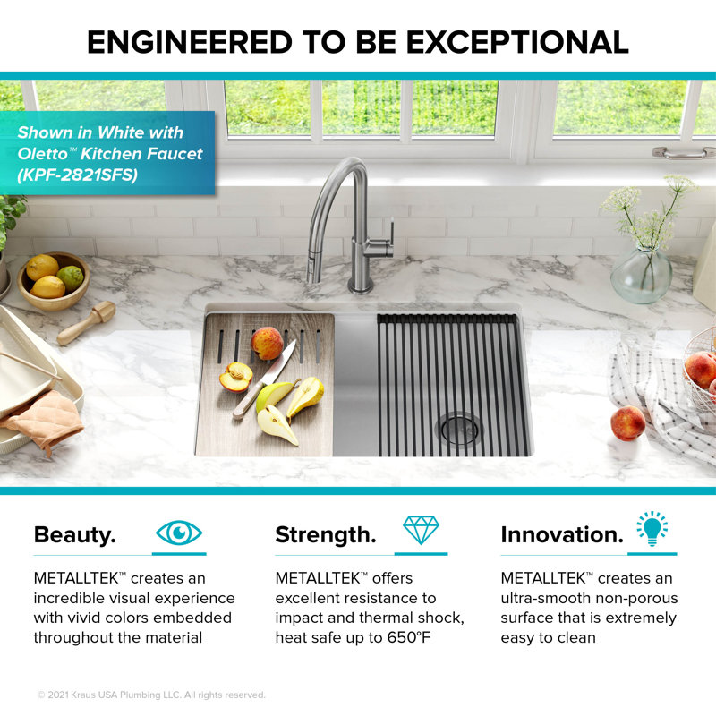 Kraus 30 in. KRAUS Bellucci Workstation Undermount Granite Composite Single Bowl Kitchen Sink